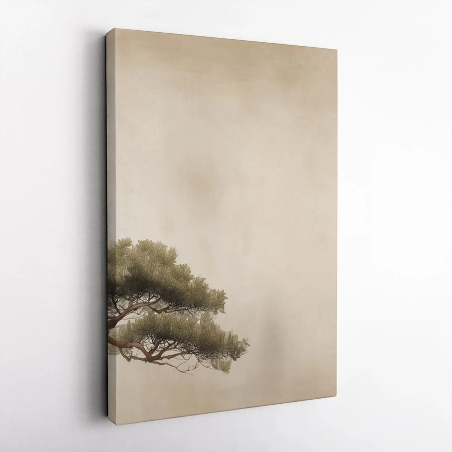 Japanese Pine Tree Canvas Wall Art | Minimalist Zen Botanical Print | Premium Gallery-Wrapped Decor | Elegant Home and Office Gift