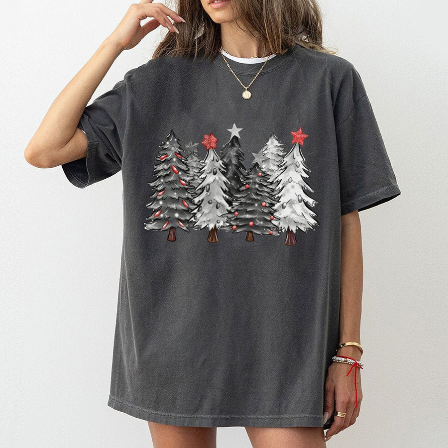 Christmas Tree T-Shirt | Minimalist Holiday Pine Graphic | 100% Cotton Premium Tee | Unisex Winter Seasonal Gift For Family