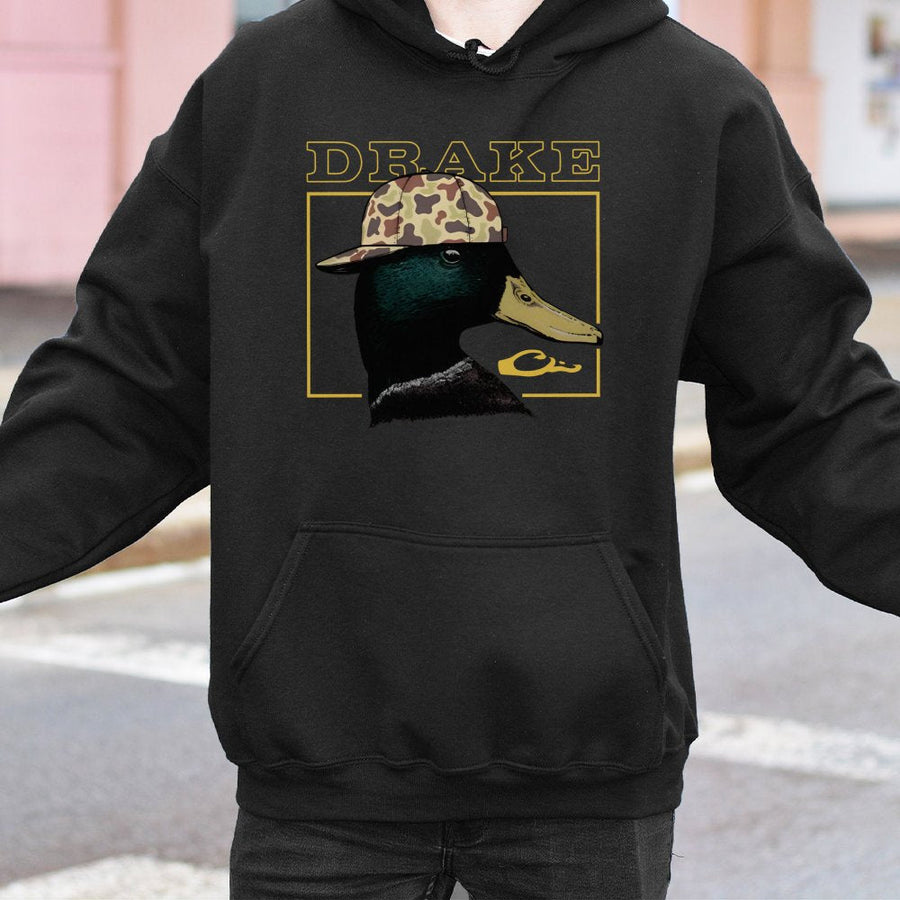 Duck Hunting Hoodie | Retro Camo Hat Mallard Graphic | Premium Cotton Blend | Unisex Outdoor Wildlife Gift for Hunters and Nature Lovers