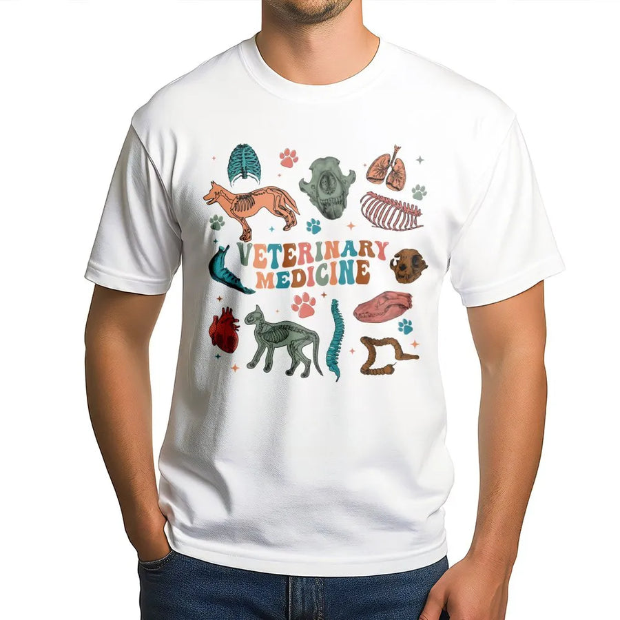 Veterinary Medicine T-Shirt | Retro Anatomy Vet Tech Design | Premium 100% Cotton | Perfect Gift for Veterinarians & Vet Students