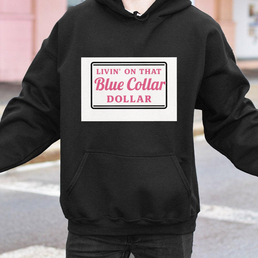 Blue Collar Dollar Hoodie | Southern Country Pride Graphic | Premium Cotton Blend Sweatshirt | Gift For Hardworking Men And Women