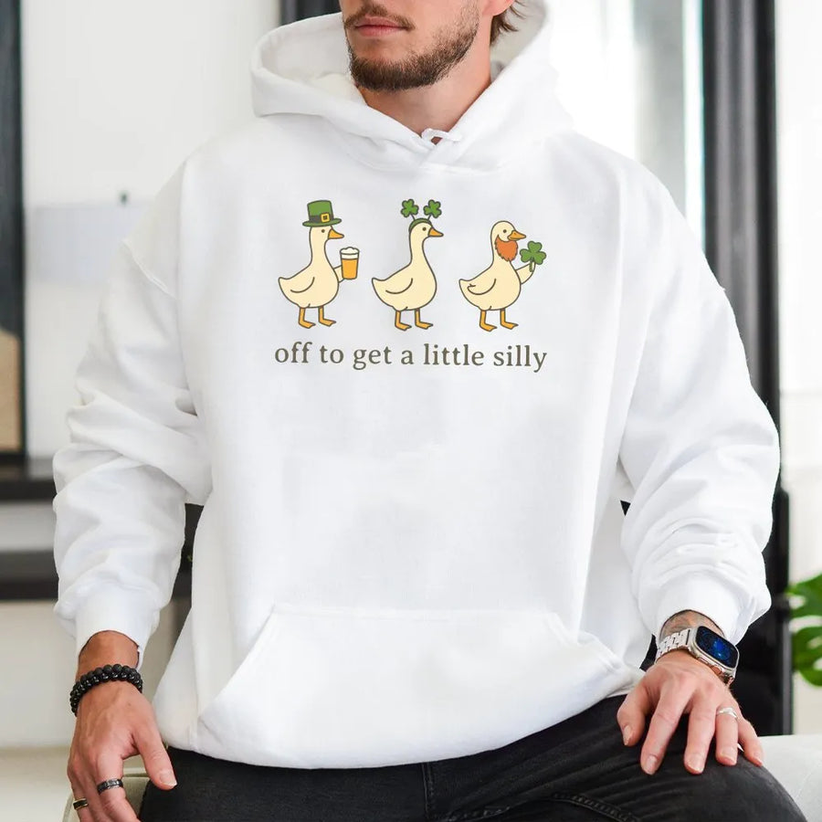 Silly Goose St Patricks Day Hoodie | Funny Irish Duck Graphic Sweatshirt | Premium Cotton-Blend Pullover | Festive Gift For Men And Women