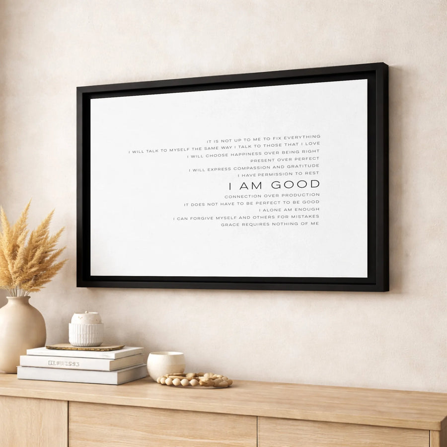 I Am Good Inspirational Wall Art | Motivational Affirmation Canvas Print | Premium Fade-Resistant Decor | Positive Mental Health Gift for Home Office