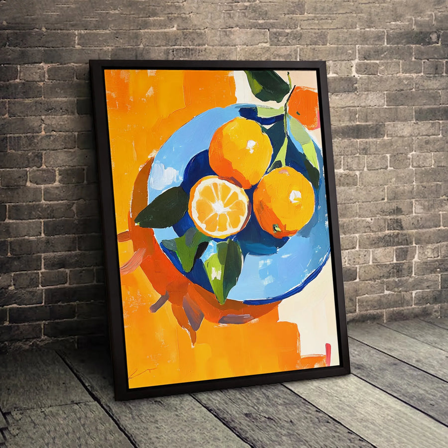 Orange Fruit Still Life Canvas Print | Modern Impressionist Kitchen Wall Art | Premium Fade-Resistant Gallery Wrap | Citrus Decor for Dining Room