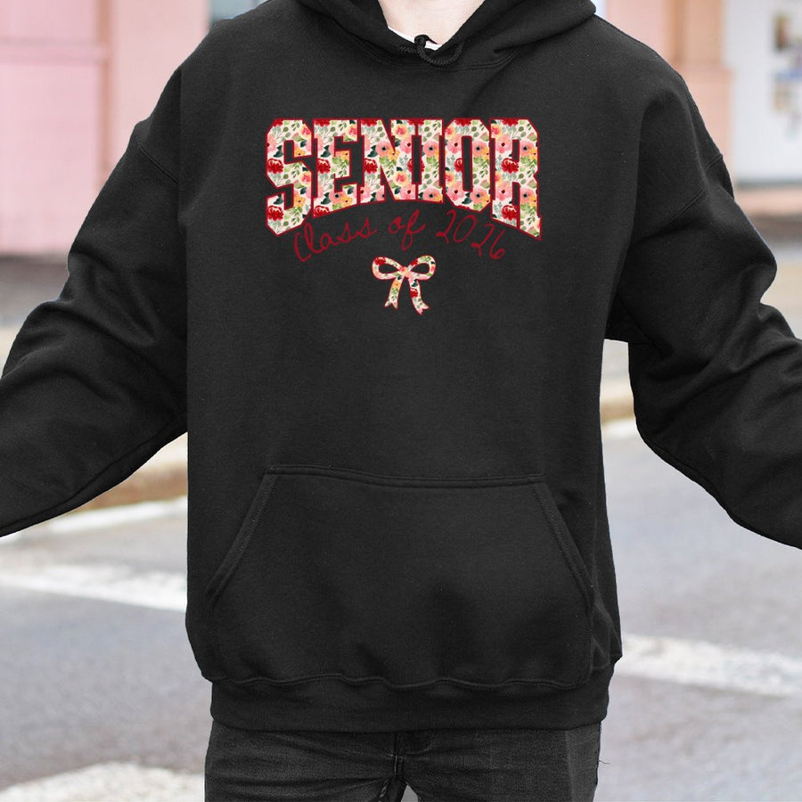 Senior 2026 Hoodie | Floral Coquette Aesthetic Class Of 2026 Sweatshirt | Premium Cotton-Blend | Perfect Graduation Gift For High School Seniors