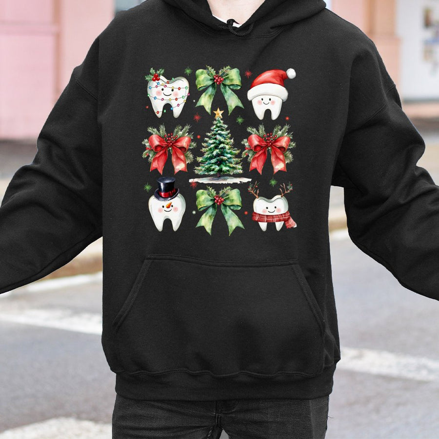 Dental Christmas Hoodie | Cute Holiday Tooth Design | Premium Cotton Blend | Gift for Dentist, Dental Hygienist & Dental Student