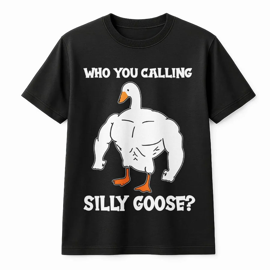 Silly Goose Gym T-Shirt | Funny Muscular Duck Meme Graphic | Premium Soft Cotton Tee | Hilarious Workout Gift for Men and Women