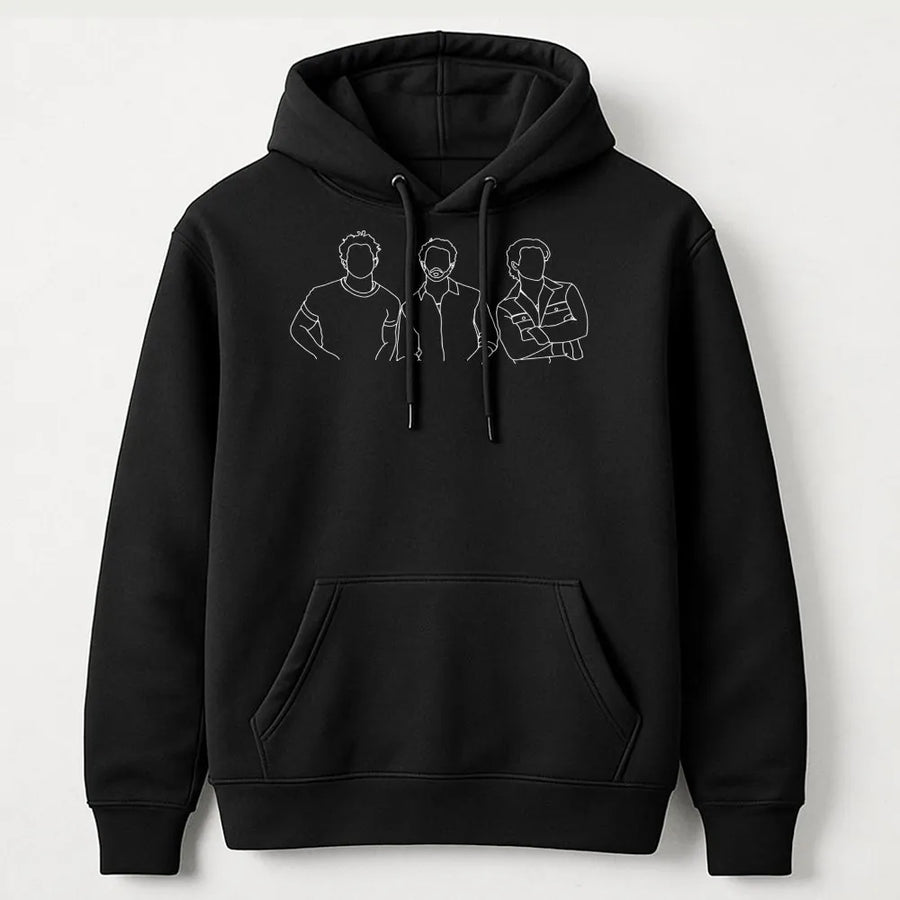 Brothers Band Graphic Hoodie | Minimalist Line Art Portrait | Premium Cotton-Blend Fleece | Aesthetic Music Fan Gift for Concerts