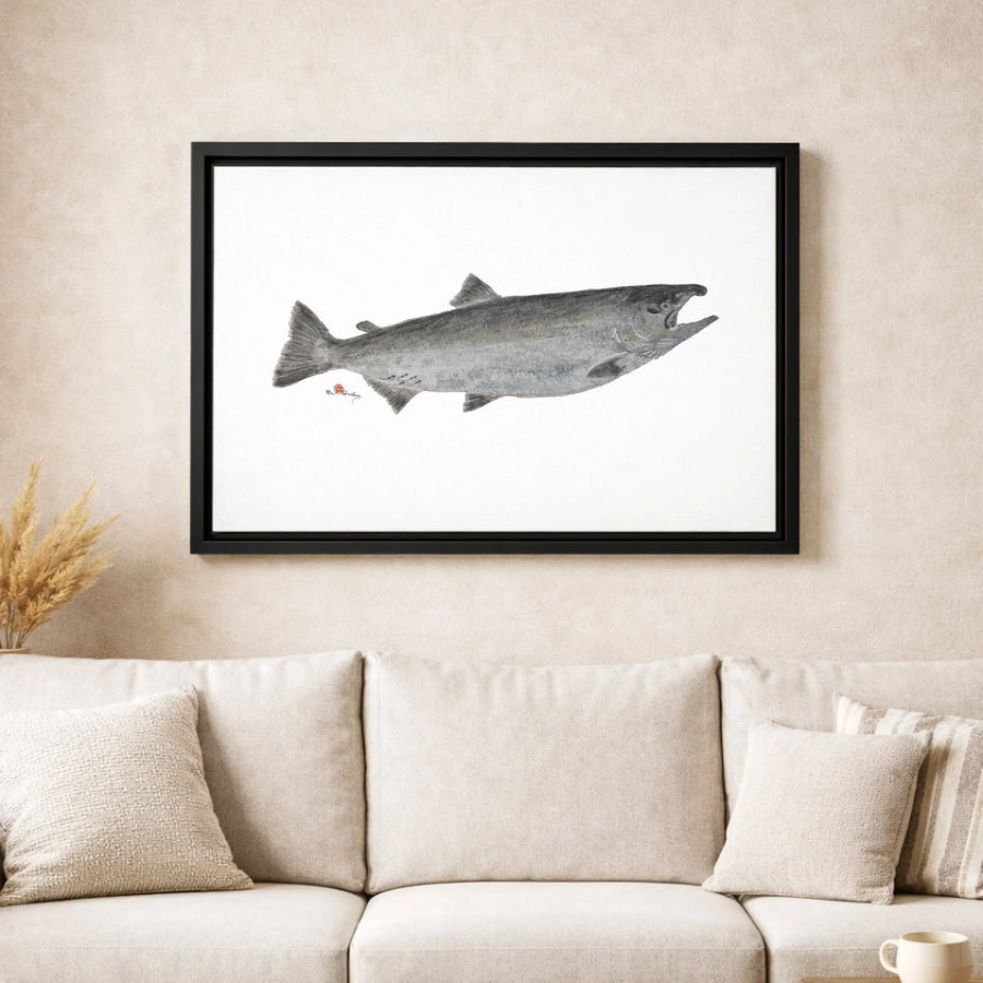 Chinook King Salmon Canvas Print | Detailed Wildlife Fishing Wall Art | Premium Gallery-Wrapped Portrait | Fisherman Gift for Cabin & Lodge Decor