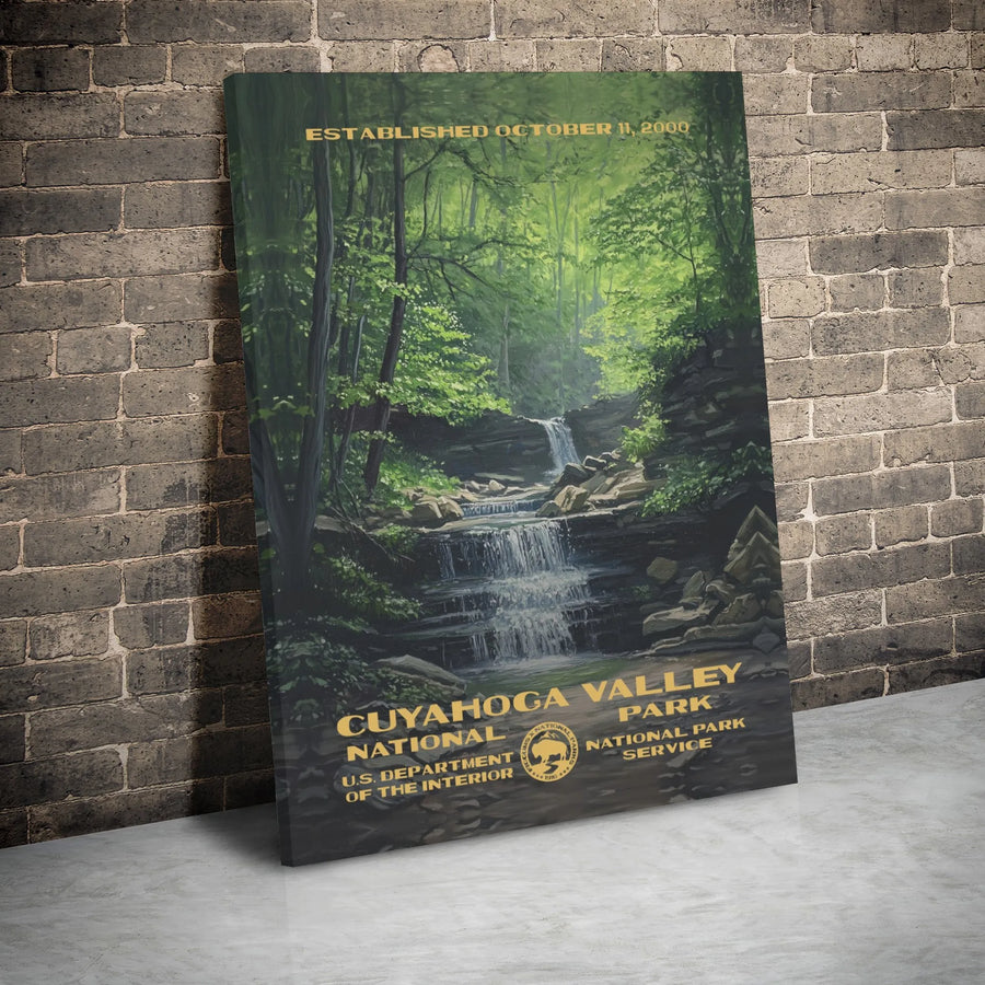 Cuyahoga Valley National Park Canvas Print | Vintage Waterfall Wall Art | Premium Gallery Wrapped Decor | Nature Lover Gift for Office or Home