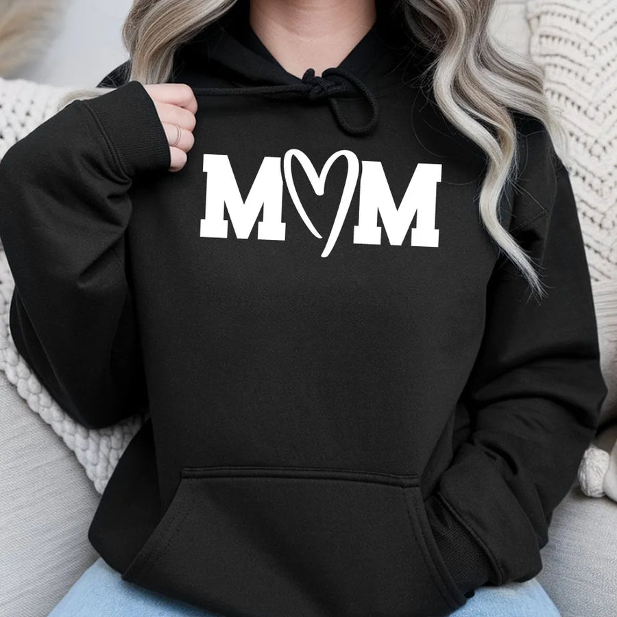 Mom Heart Hoodie | Minimalist Love Graphic Tee | Soft Cotton Unisex Top | Gift for Mothers Day from Son Daughter