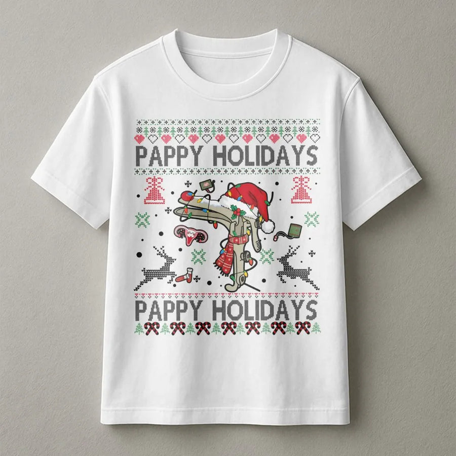 Pappy Holidays OBGYN T-Shirt | Funny Speculum Ugly Christmas Sweater Design | Premium Cotton Apparel | Gift for Nurses, Doctors & Medical Staff