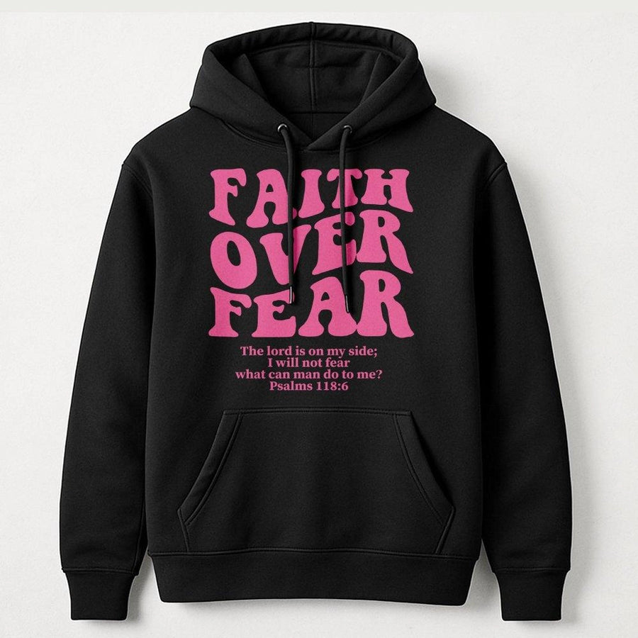 Faith Over Fear Hoodie | Psalms 118:6 Scripture Graphic | Premium Cotton-Blend Sweatshirt | Christian Gift for Men and Women
