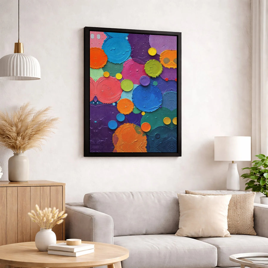 Colorful Abstract Circle Canvas | Thick Impasto Texture Wall Art | Gallery Quality Premium Print | Vibrant Modern Home Decor Gift