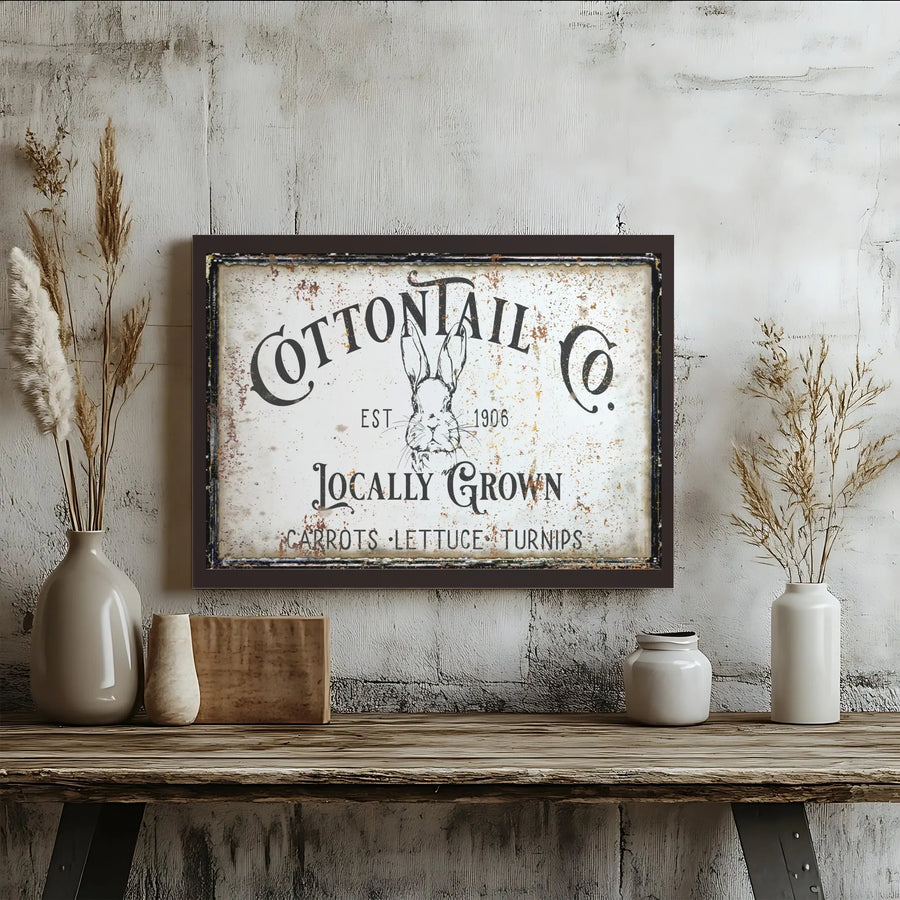 Cottontail Co Farmhouse Wall Art | Rustic Rabbit Kitchen Canvas Print | Gallery Wrapped Premium Decor | Gift For Farmhouse Kitchen Lovers