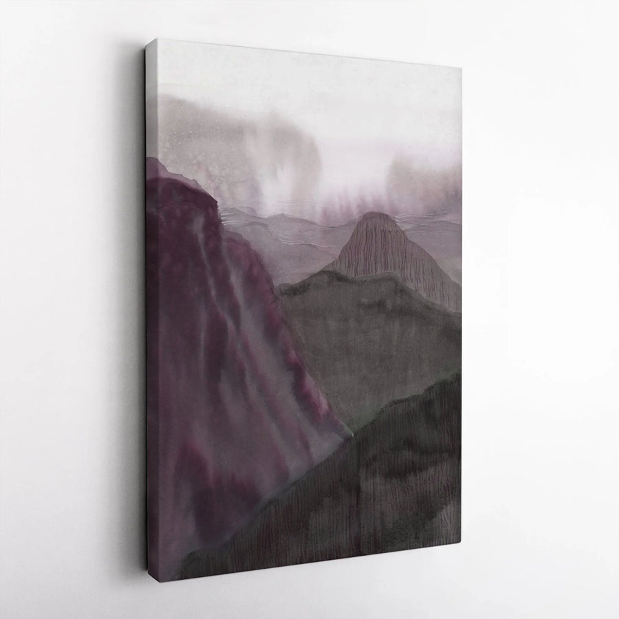 Mount Rainier Watercolor Landscape Vertical Canvas | Abstract Purple Mountain Wall Art Print | Premium 1.25-Inch Thick Gallery Wrap | Modern Home Decor Gift for Nature Lovers