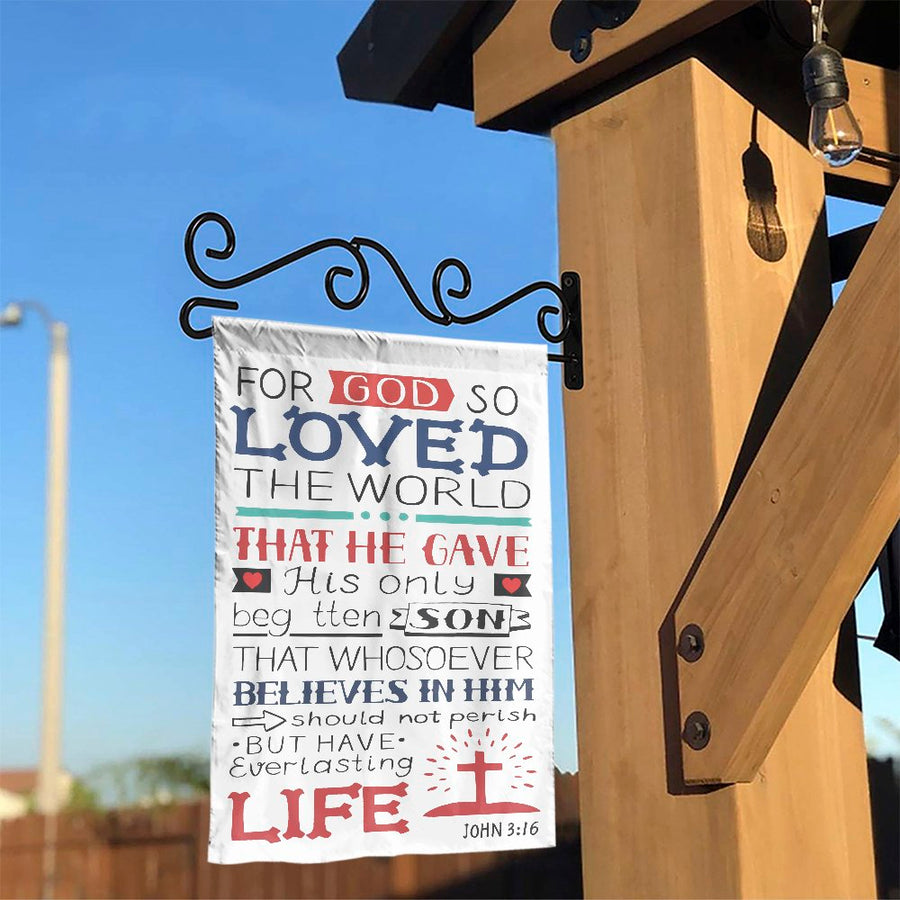 John 3:16 Garden Flag | For God So Loved The World Religious Decor | Premium Weather-Resistant Polyester | Inspirational Christian Faith Gift