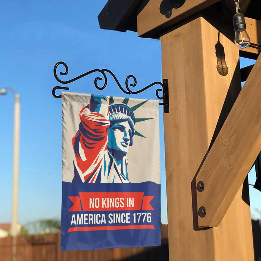 No Kings In America Garden Flag | Statue of Liberty Patriot Decor | Durable Weather-Resistant Polyester | July 4th Independence Day Yard Sign
