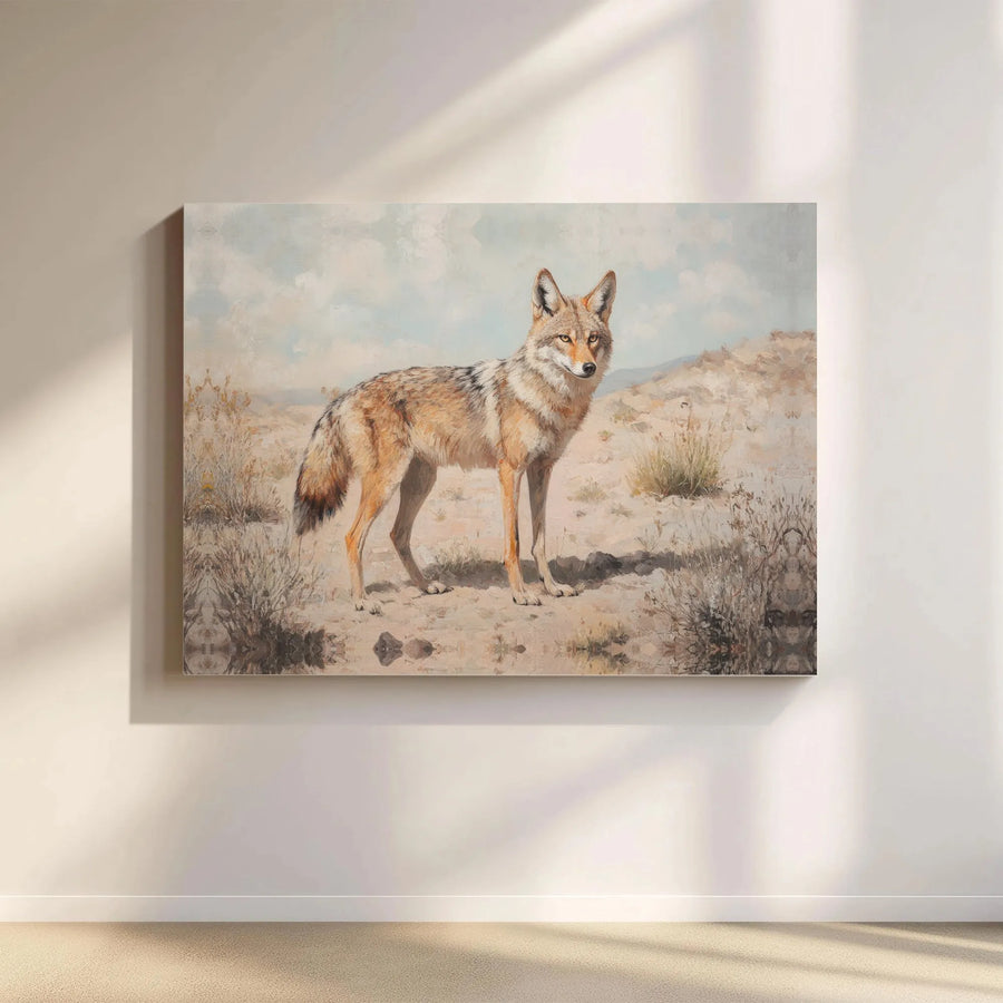 Coyote Desert Landscape Canvas Art | Western Wildlife Wall Decor | Premium Fade-Resistant Print | Rustic Southwestern Nature Gift for Home