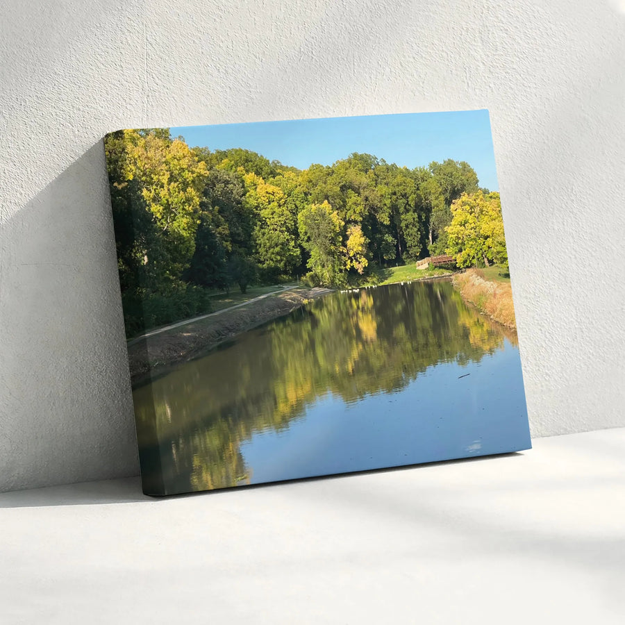Serene Lake Landscape Canvas | Calm Water Reflection Print | Premium Thick Gallery Wrap | Living Room Office Decor Gift