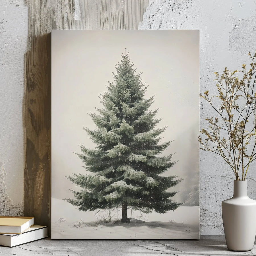 Snowy Pine Tree Canvas Print | Minimalist Winter Forest Wall Art | Premium Gallery-Wrapped Decor | Ready to Hang Holiday Home Gift