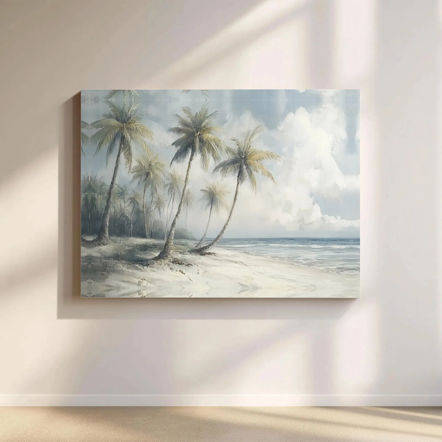 Tropical Beach Canvas Wall Art | Serene Palm Tree Seascape | Premium Gallery-Wrapped Print | Coastal Decor for Home and Office