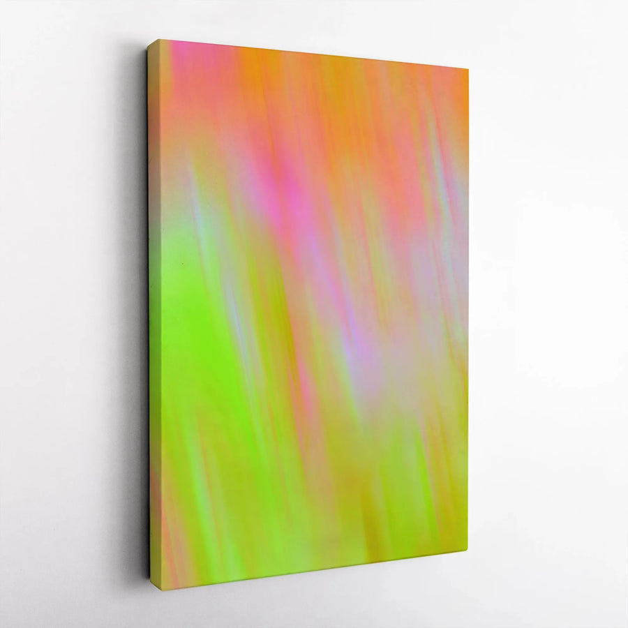 Abstract Neon Canvas Wall Art | Vibrant Pink Orange Lime Green Brushstrokes | 1.25 Inch Gallery Wrap | Modern Home Decor Gift