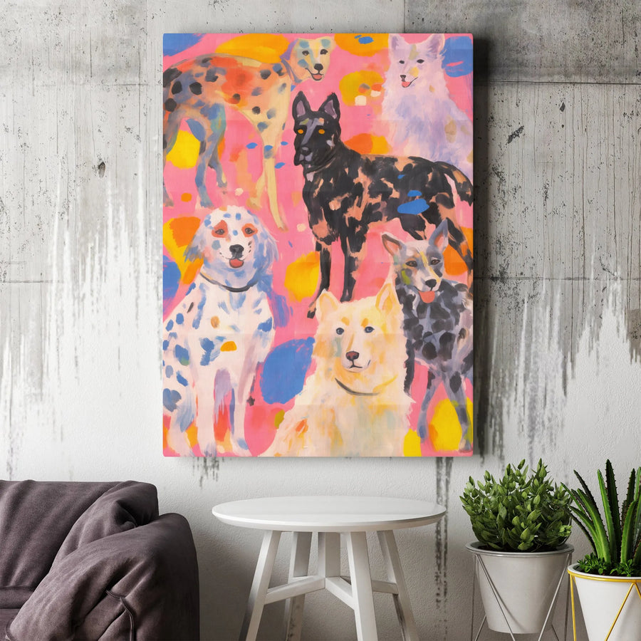 Colorful Dog Pop Art Canvas Print | Vibrant Expressionist Pet Art | Premium Gallery Wrap Canvas | Modern Wall Decor Gift for Dog Lover