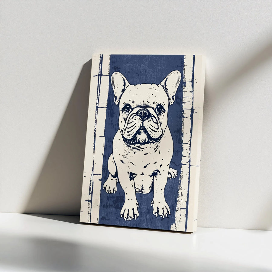 French Bulldog Canvas Wall Art | Rustic Frenchie Puppy Sketch | Premium Gallery Canvas Print | Modern Farmhouse Decor Gift for Dog Lovers