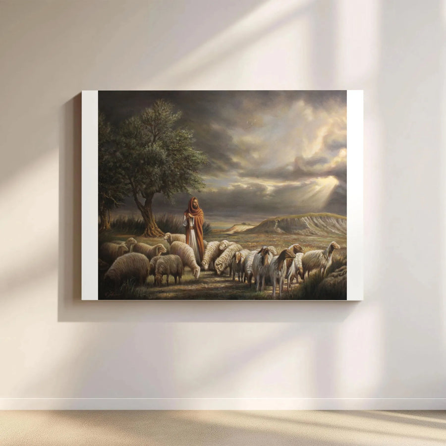 Jesus The Good Shepherd Canvas | Religious Wall Art | 1.25 Inch Gallery Wrap Premium Print | Christian Home Decor Gift