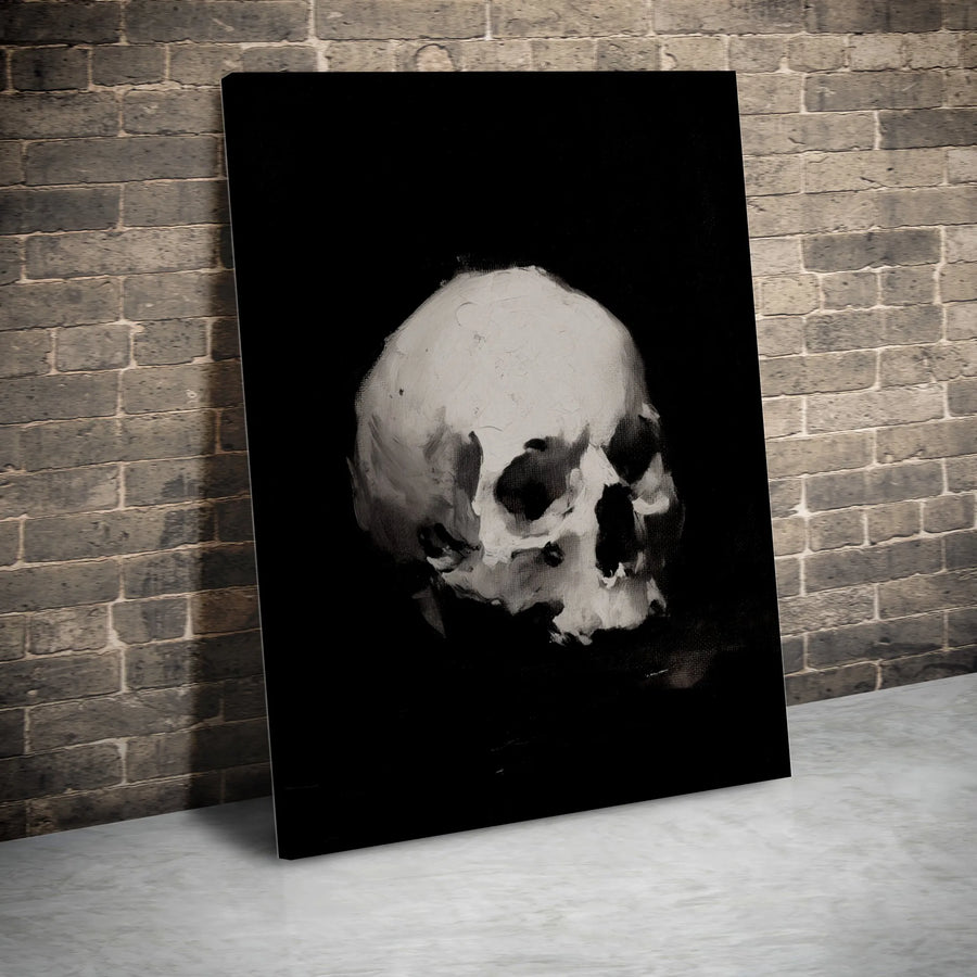 Gothic Skull Wall Art Canvas | Moody Impasto Oil Painting Print | Premium Gallery-Wrapped Decor | Dark Academia Aesthetic Gift for Home