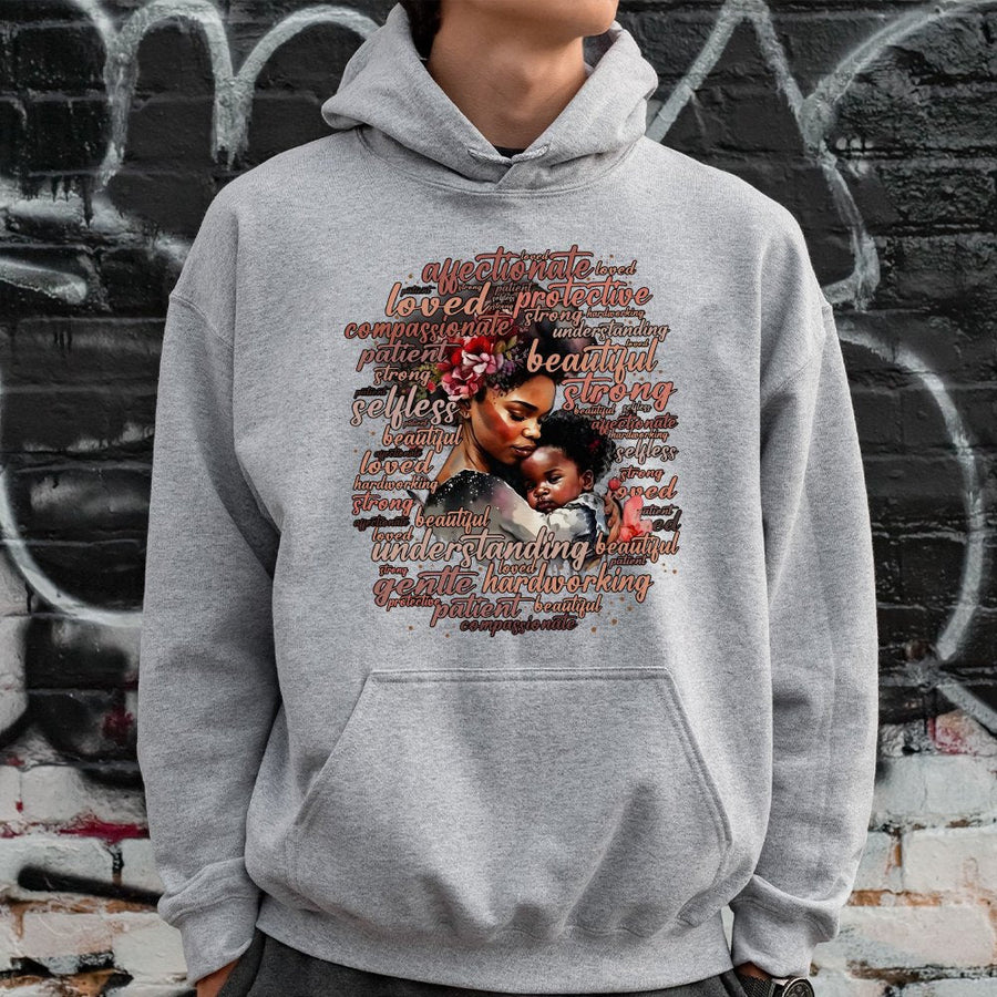 Black Mom and Son Hoodie | Beautiful Motherhood Typography Art | Premium Cotton-Poly Blend | Meaningful Gift for Mom, Mother's Day 2026