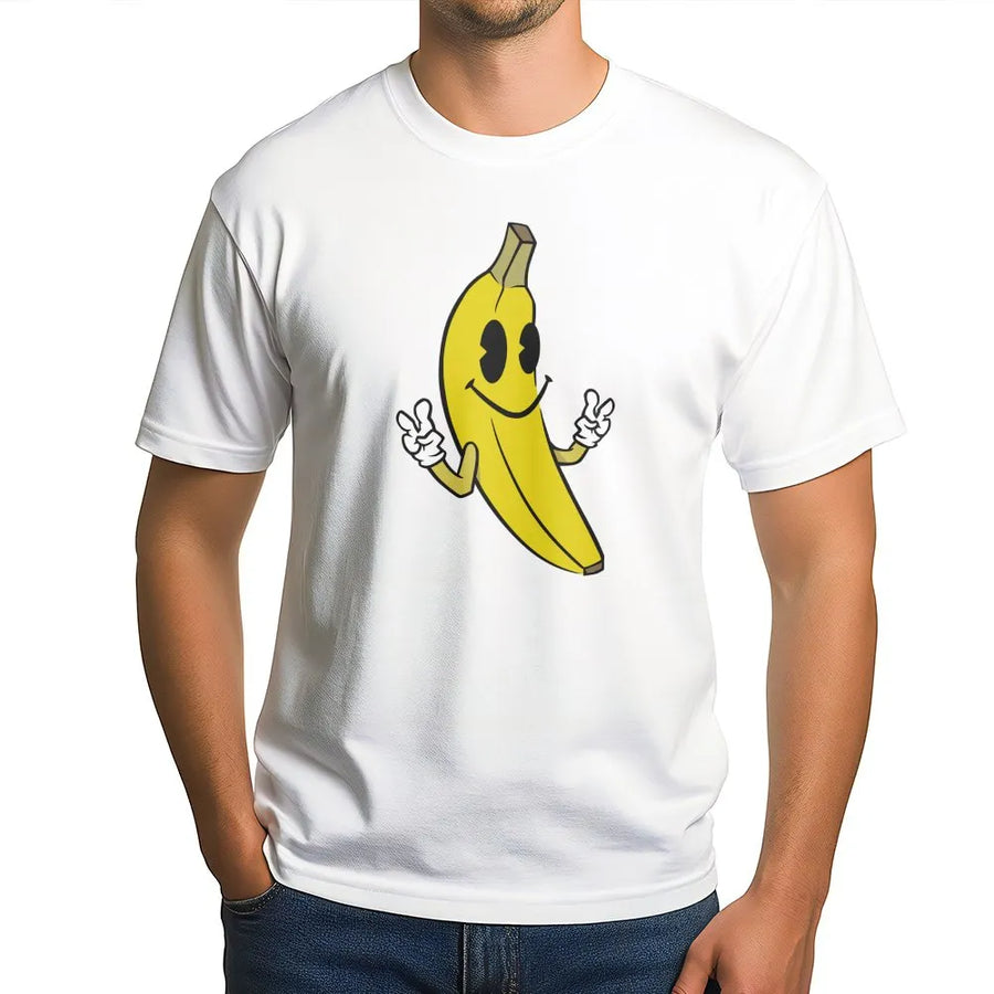 Funny Banana T-Shirt | Retro Cartoon Style Graphic Tee | Premium 100% Cotton Apparel | Cute Fruit Gift for Men and Women