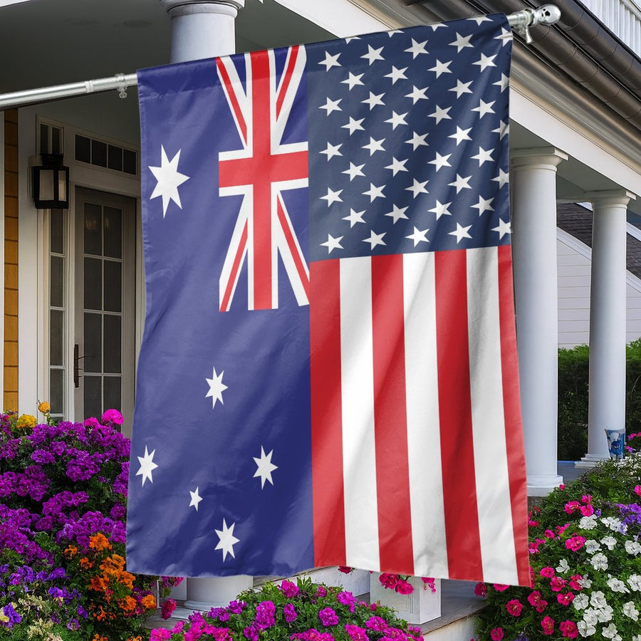 USA Australia Split Flag | Dual Heritage Banner | Weather-Resistant Premium Polyester | Patriotic House Decor Gift