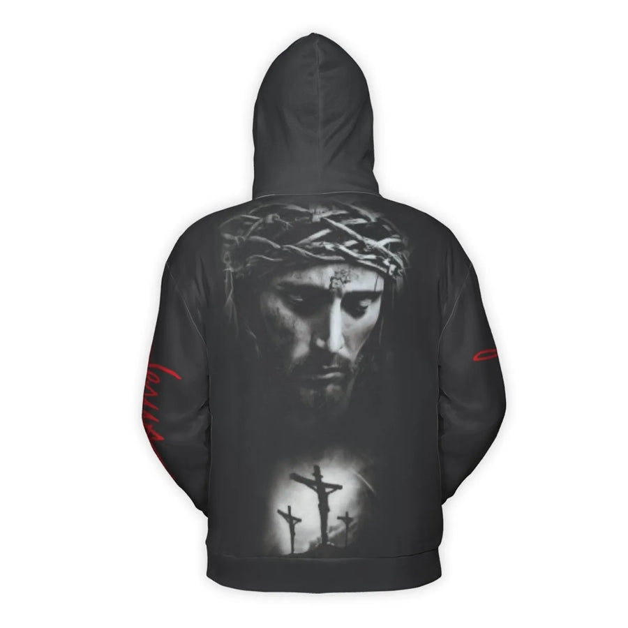 Jesus Crown Of Thorns 3D Hoodie | Religious Crucifixion Art | Premium Brushed Fleece Pullover | Christian Faith Gift For Men And Women