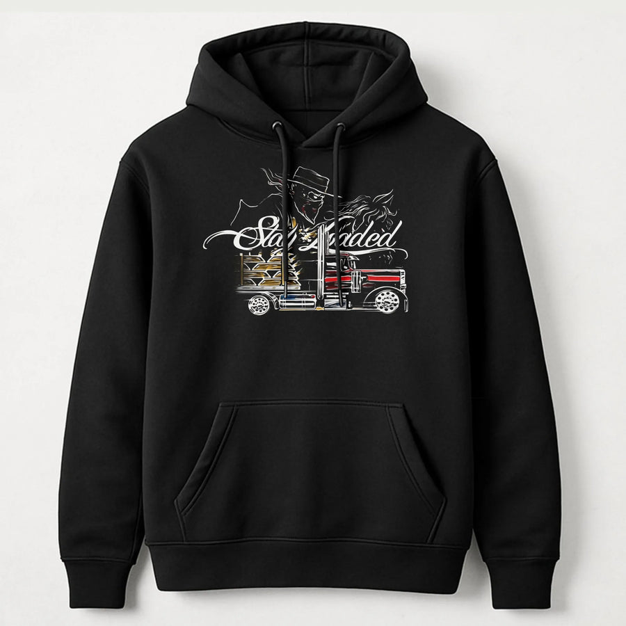 Stay Loaded Trucker Hoodie | Semi Truck Graphic Design | Premium Cotton Blend | Gift For Long Haul Truck Driver Men Women