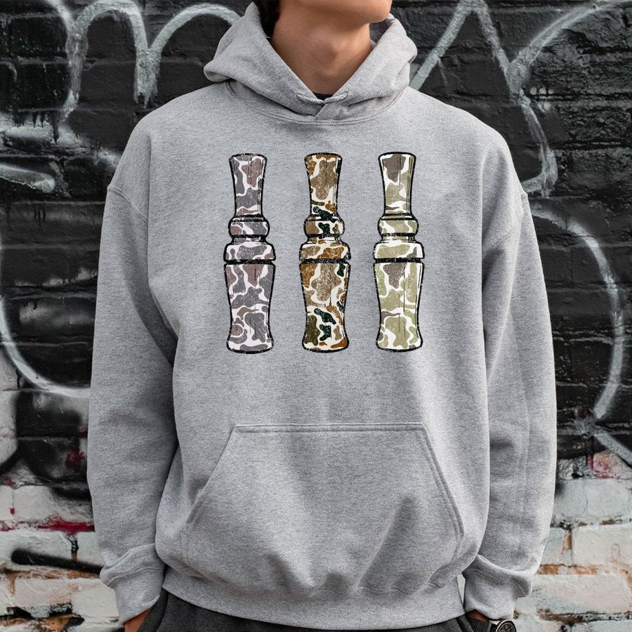 Duck Call Hoodie | Camo Hunting Gear Design | Premium Cotton Blend | Gift for Duck Hunter Outdoor Enthusiast