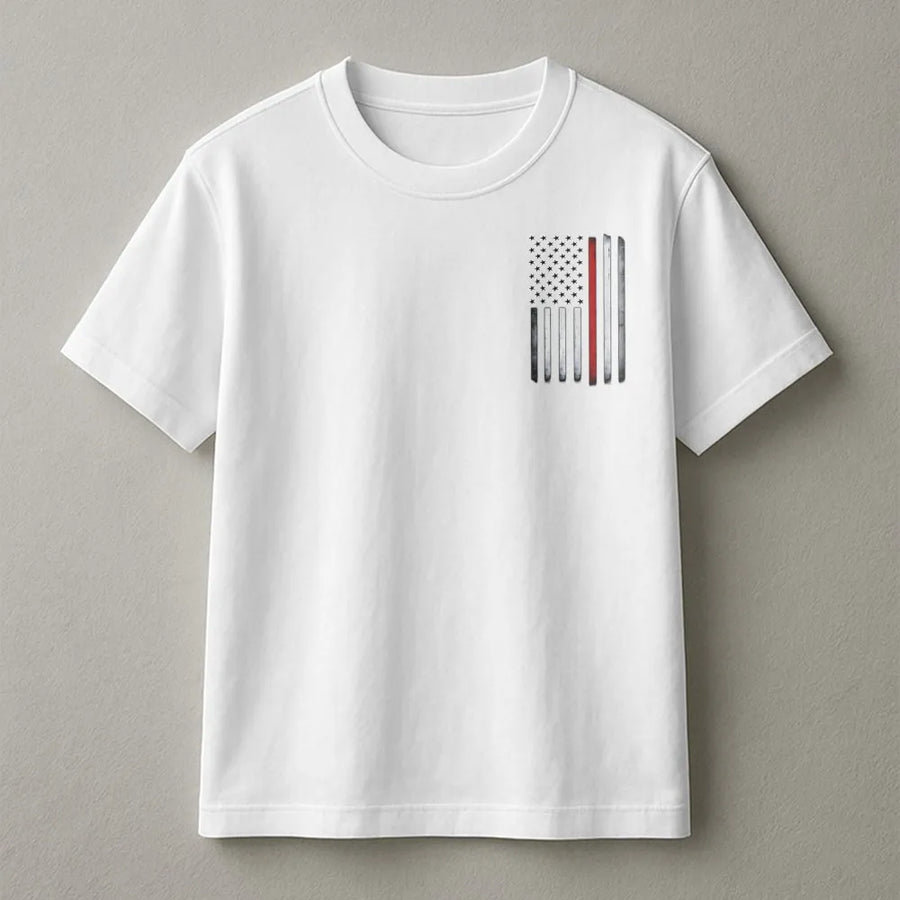 Thin Red Line Firefighter T-Shirt | Distressed American Flag Graphic | Premium Cotton Tee | Patriotic Gift for Firemen & First Responders