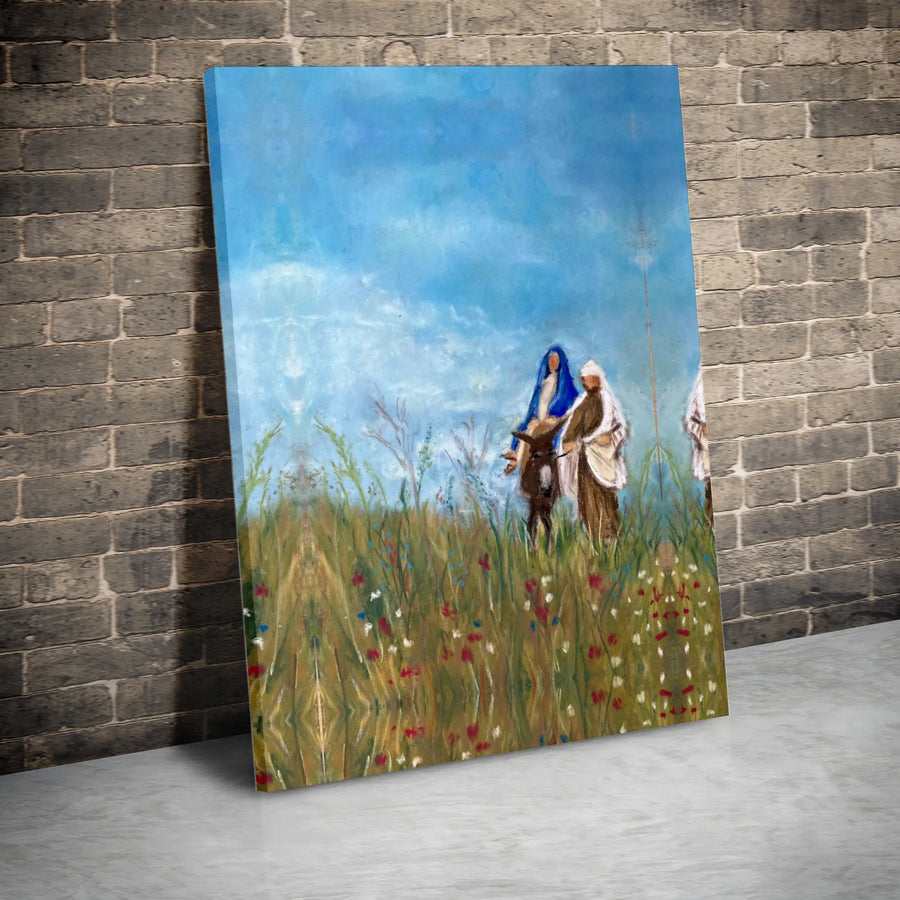 Flight Into Egypt Canvas Print | Biblical Holy Family Religious Wall Art | Premium Fade-Resistant Gallery Wrap | Christian Home Decor Gift
