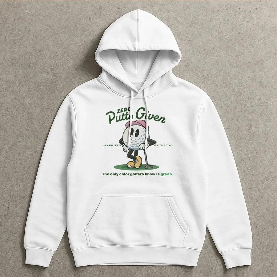 Funny Golf Hoodie | Zero Putts Given Retro Graphic | Premium Cotton Blend | Unisex Gift for Golfer