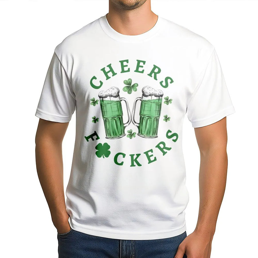 St Patrick Day Beer T-Shirt | Funny Cheers Shamrock Graphic | Premium Cotton Unisex Tee | Drinking Party Gift for Men and Women