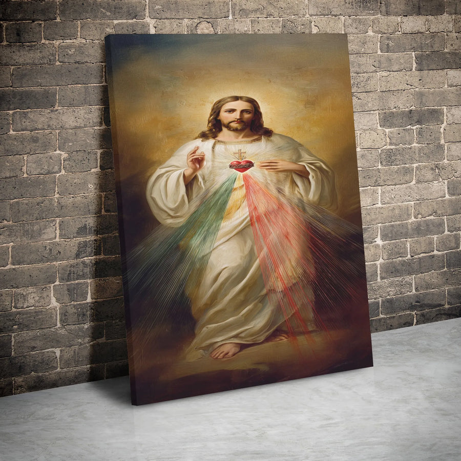 Divine Mercy Canvas Print | Jesus Christ Sacred Heart Wall Art | 1.25 Inch Gallery Wrap | Religious Catholic Home Decor Gift