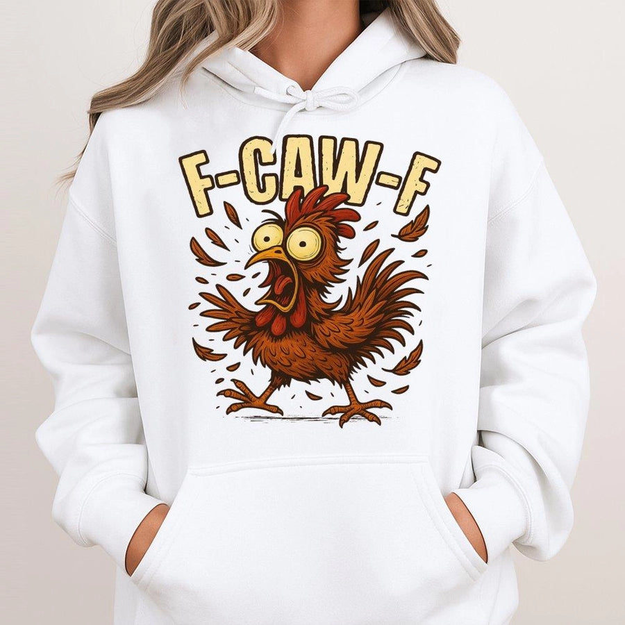 Funny Chicken Hoodie | F-Caw-F Distressed Graphic Design | Premium Cotton-Blend Sweatshirt | Unique Gift for Poultry and Farm Animal Lovers