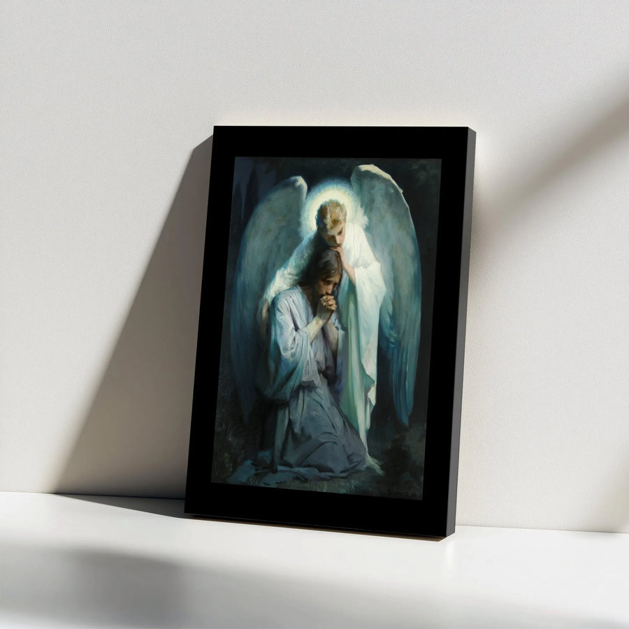 Agony In The Garden Canvas Print | Religious Jesus Comforted By Angel Wall Art | Premium Gallery Wrap Decor | Christian Home Gift
