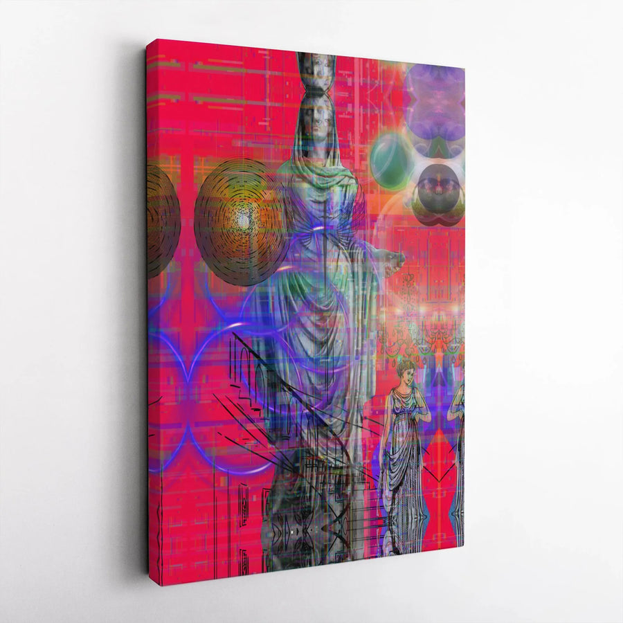 Surreal Greek Statue Wall Art | Psychedelic Glitch Aesthetic Print | Premium 1.25 Inch Thick Gallery Canvas | Modern Home Decor Gift for Art Lovers