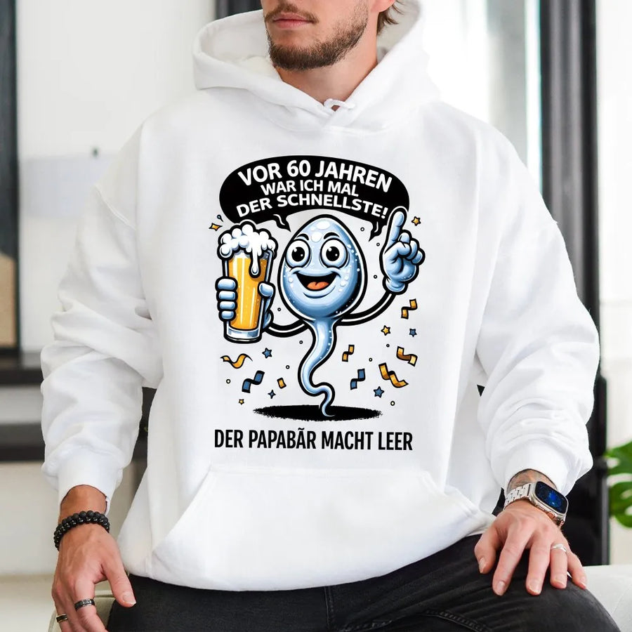 60 Geburtstag Hoodie für Männer | Lustiger Bier Spruch "Vor 60 Jahren Schnellste" | Premium Baumwoll-Mix Pullover | Witziges Geschenk für Papa