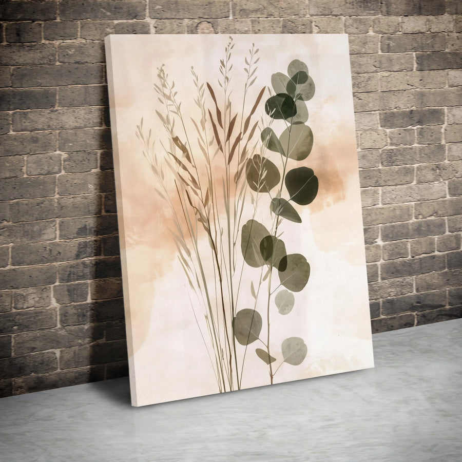 Botanical Eucalyptus Canvas Wall Art | Minimalist Wild Grass Watercolor Print | Premium Thick Gallery Wrap | Modern Farmhouse & Boho Decor Gift