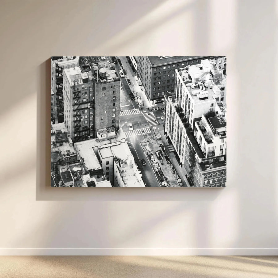 Black and White Cityscape Canvas | Aerial View Urban Photography | Premium Gallery Quality Print | Modern Office & Home Decor Gift
