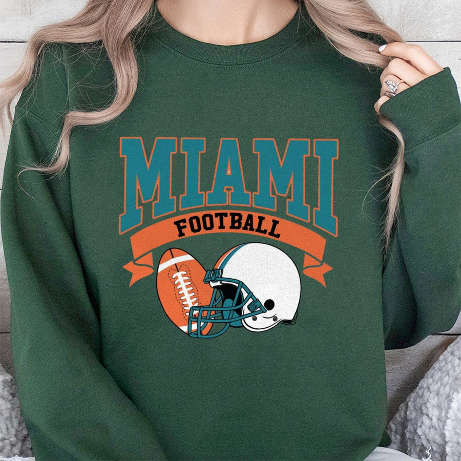 Miami Football Sweatshirt Retro Miami Football Sweatshirt Vintage Style Dolphins Football Miami Fan Gift Dolphins Sweatshirt Game Day
