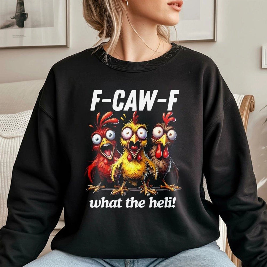 Funny Chicken Sweatshirt | F-Caw-F Farm Animal Pun Graphic | Premium Cotton Blend | Unisex Gift For Chicken Lovers And Farmers